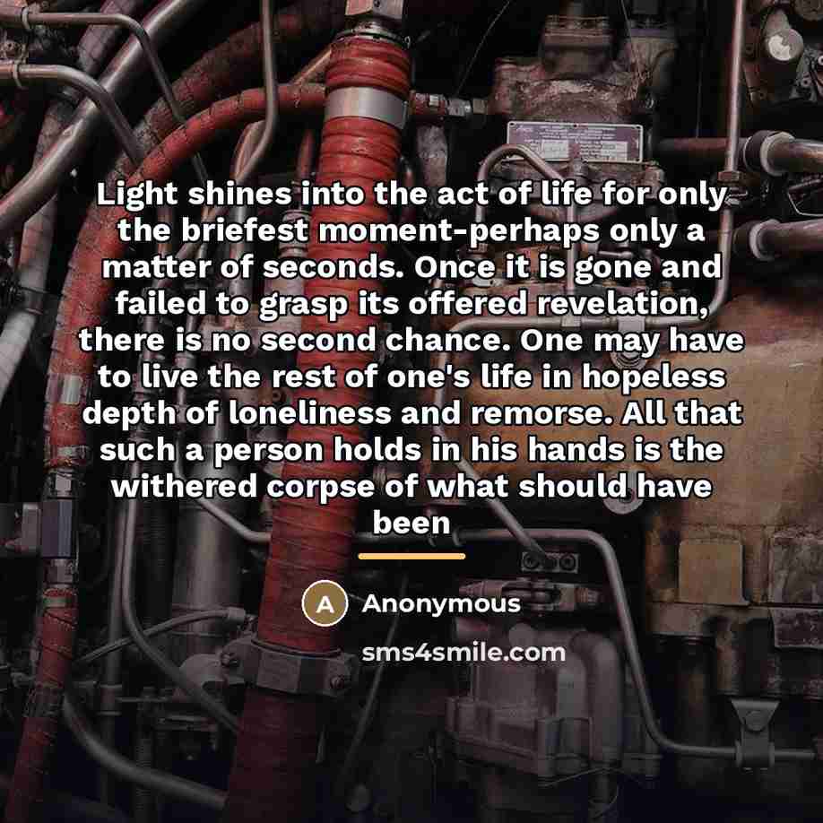 “Light shines into the act of life for only the…” quote by Anonymous