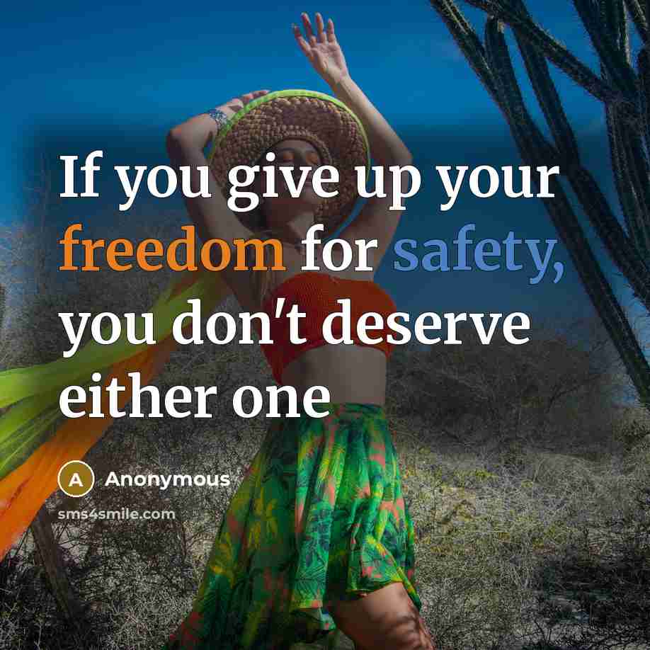 “If you give up your freedom for safety, you don't…” quote by Anonymous