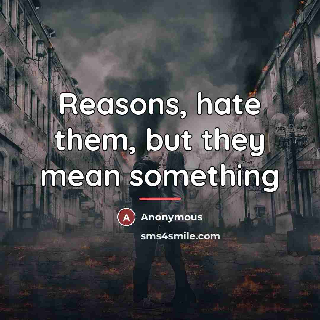 “Reasons, hate them, but they mean something…” quote by Anonymous