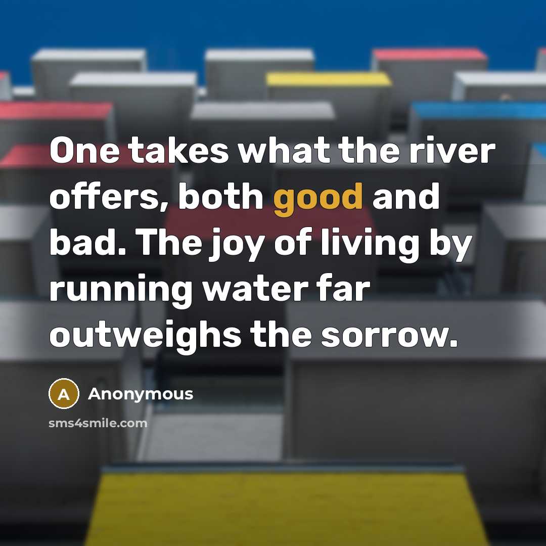 “One takes what the river offers, both good and bad.…” quote by Anonymous