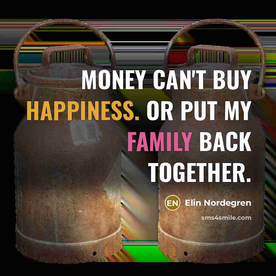 “Money can't buy happiness. Or put my family back together.…” quote by Elin Nordegren