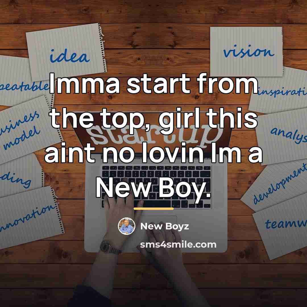 “Imma start from the top, girl this aint no lovin…” quote by New Boyz