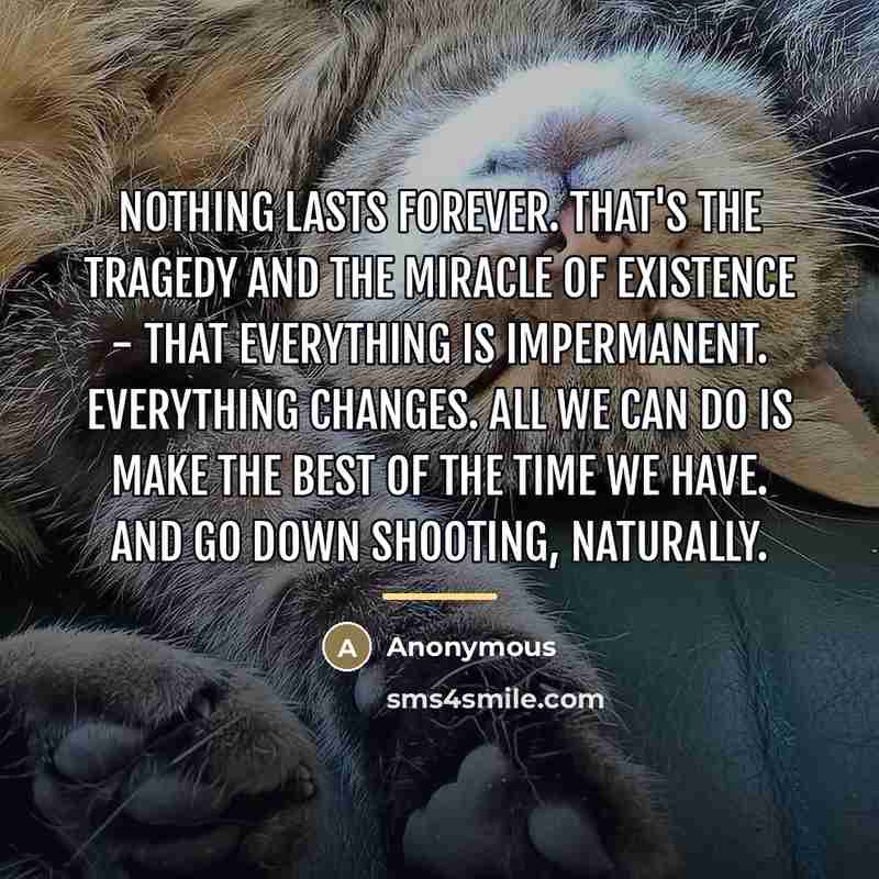 “Nothing lasts forever. That's the tragedy and the miracle of…” quote by Anonymous