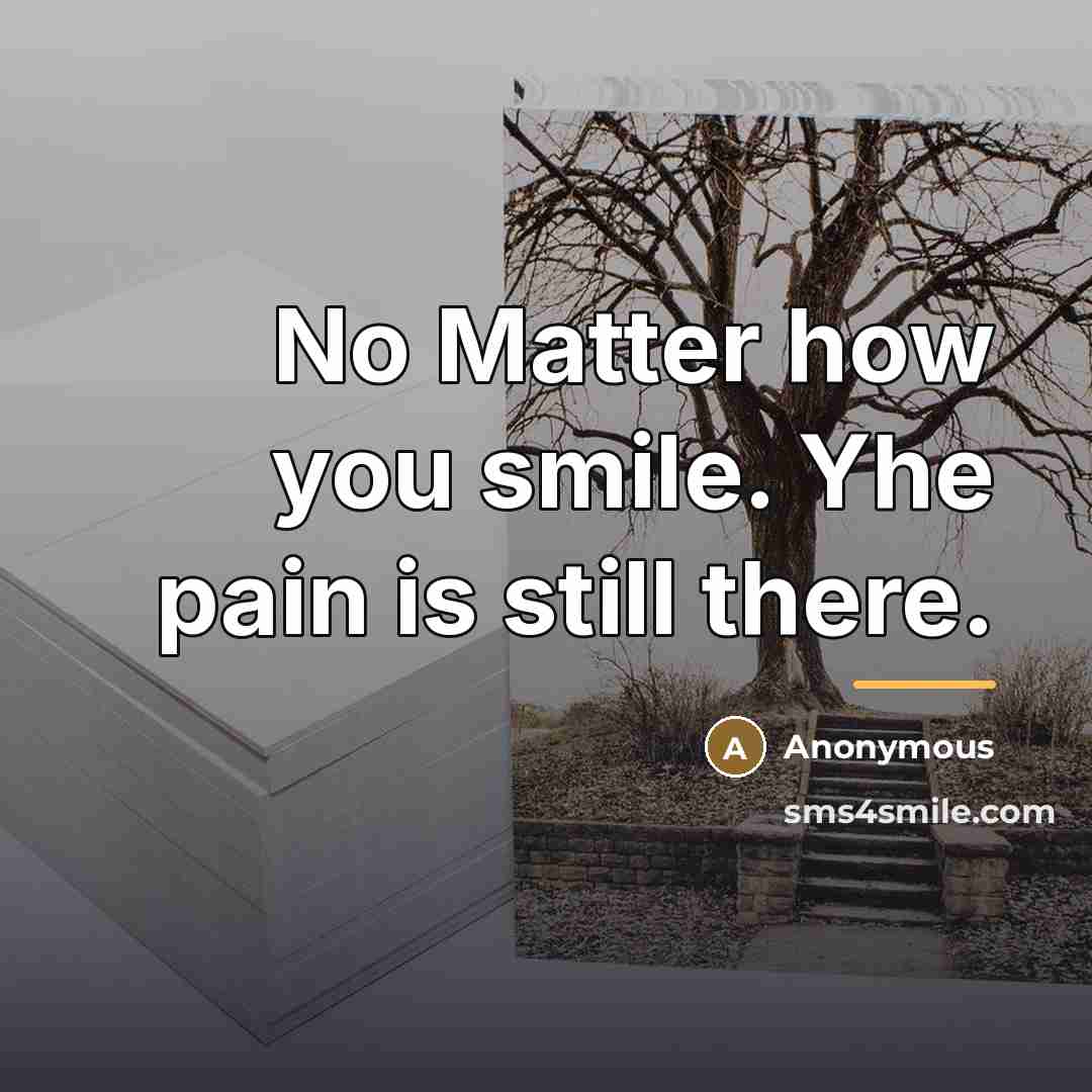 “No Matter how you smile. Yhe pain is still there.…” quote by Anonymous