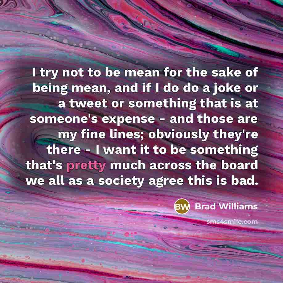 “I try not to be mean for the sake of…” quote by Brad Williams