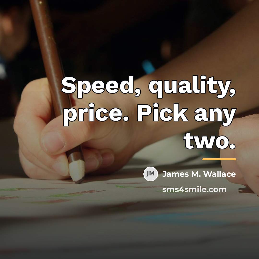 “Speed, quality, price. Pick any two.…” quote by James M. Wallace
