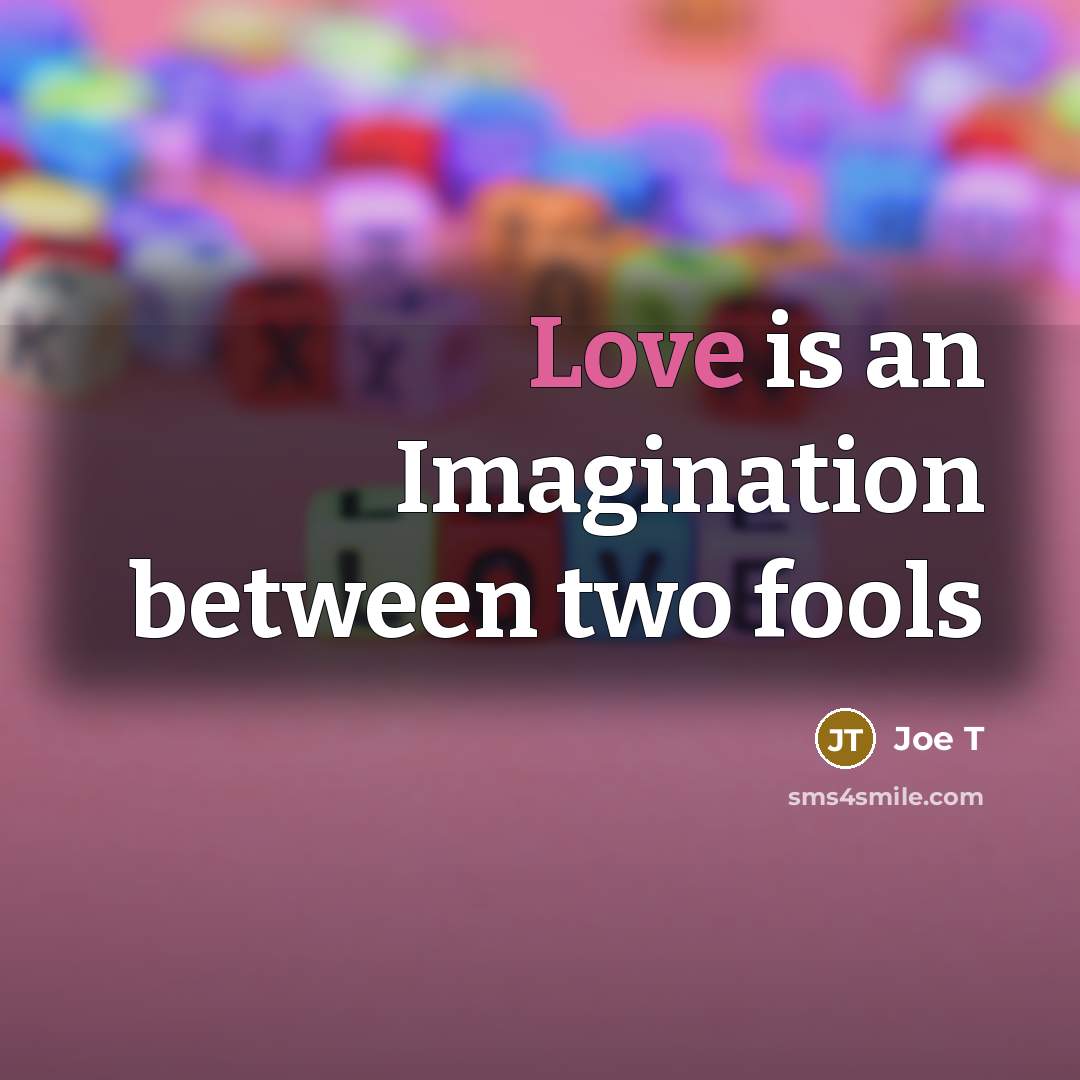 “Love is an Imagination between two fools” quote by Joe T
