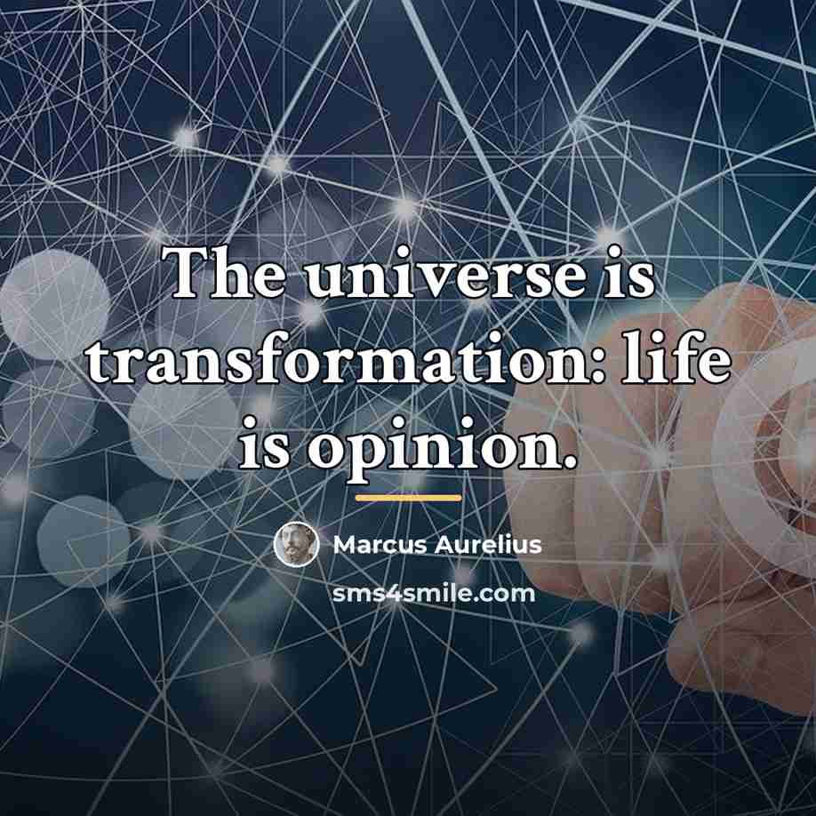 “The universe is transformation: life is opinion.…” quote by Marcus Aurelius
