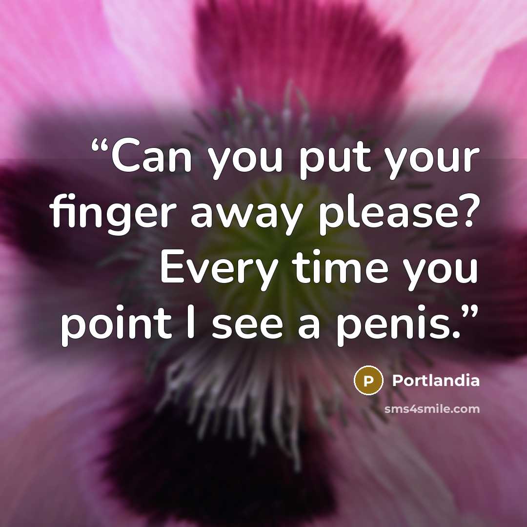 “Can you put your finger away please? Every time you point I see a penis.” quote by Portlandia