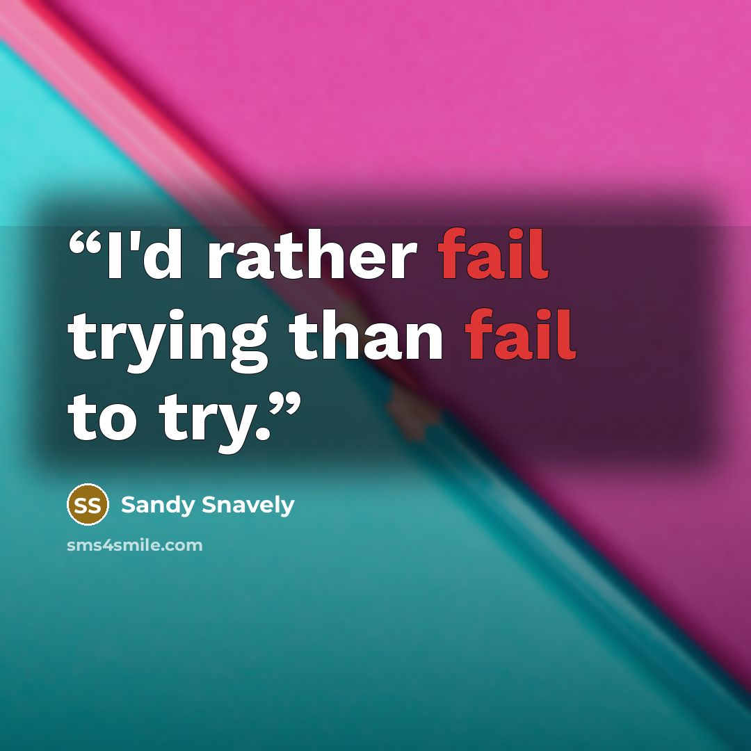 “I'd rather fail trying than fail to try.” quote by Sandy Snavely