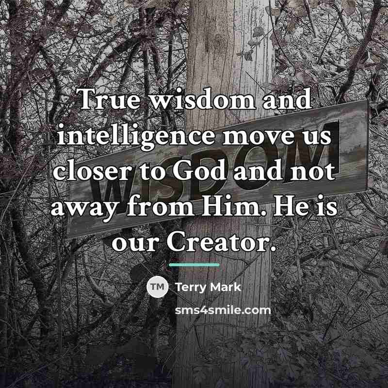 “True wisdom and intelligence move us closer to God and…” quote by Terry Mark