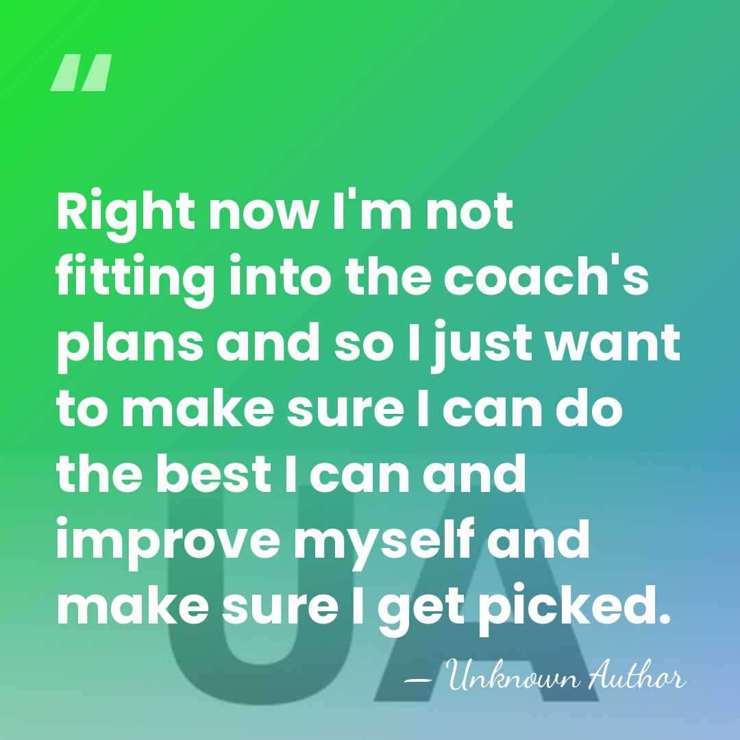 Right now I'm not fitting into the coach's plans and so I&hellip; - Unknown Author