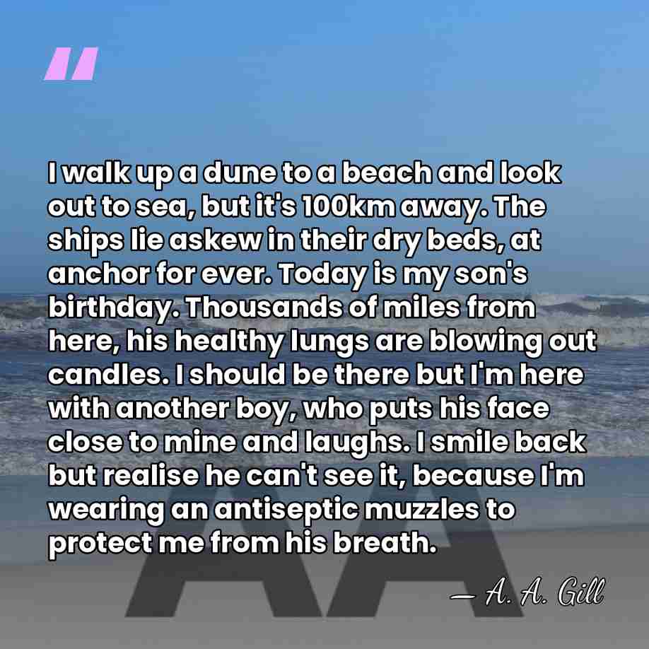 I walk up a dune to a beach and look out to&hellip; - A. A. Gill