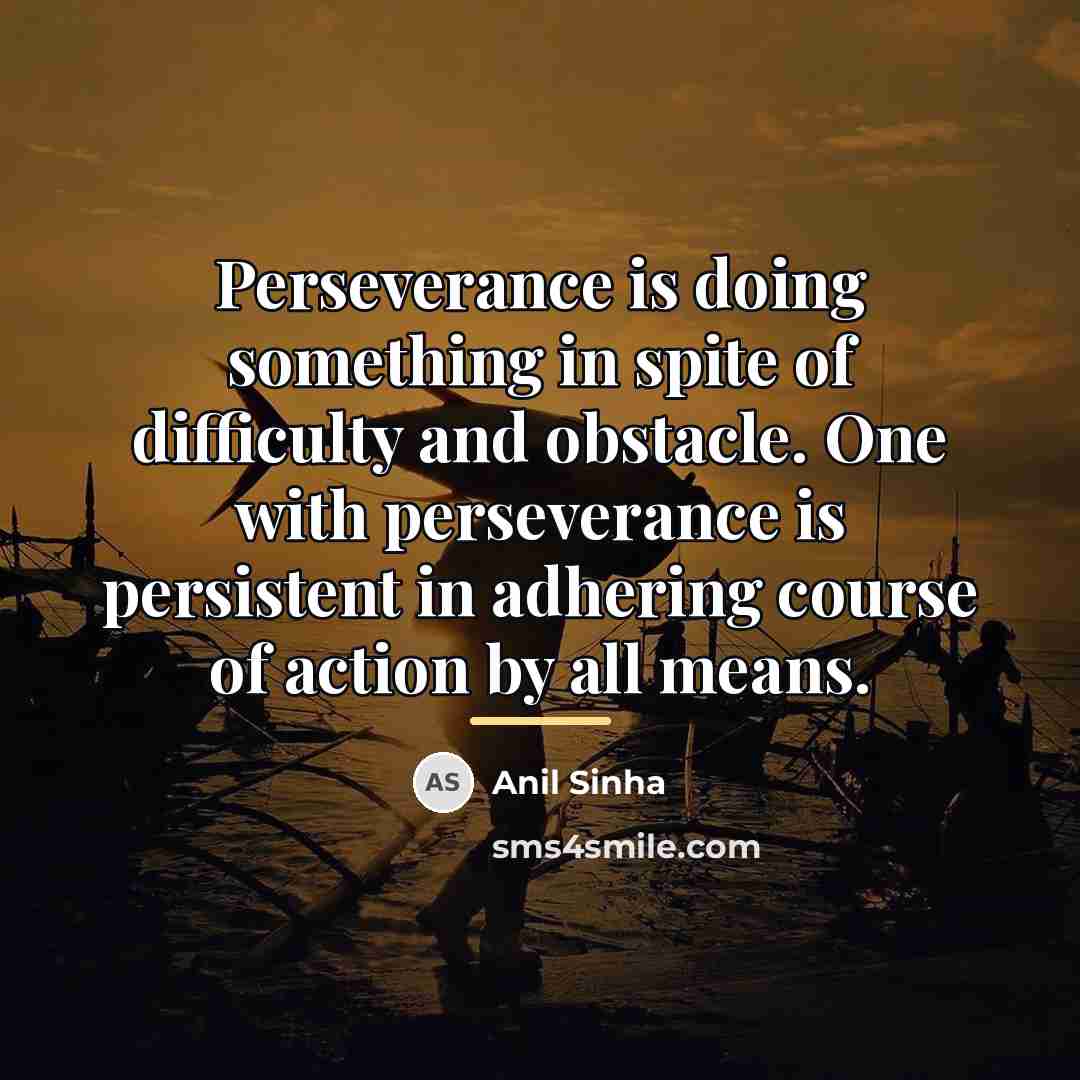 “Perseverance is doing something in spite of difficulty and obstacle.…” quote by Anil Sinha