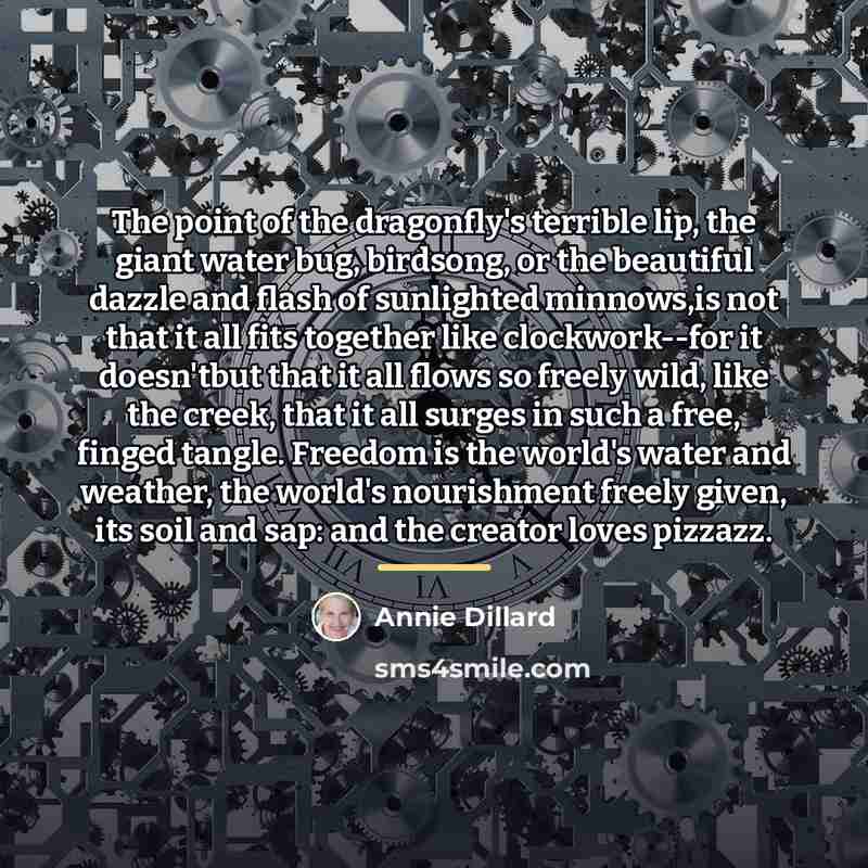 “The point of the dragonfly's terrible lip, the giant water…” quote by Annie Dillard