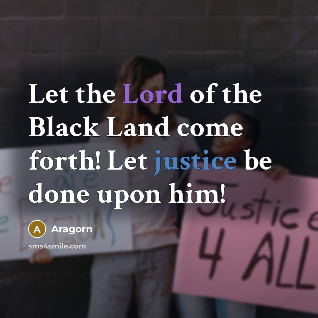 “Let the Lord of the Black Land come forth! Let…” quote by Aragorn