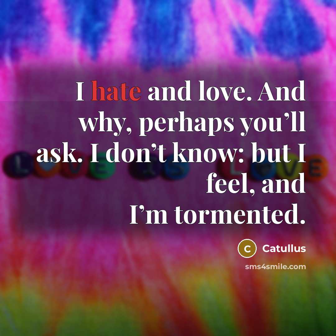 “I hate and love. And why, perhaps you’ll ask. I…” quote by Catullus