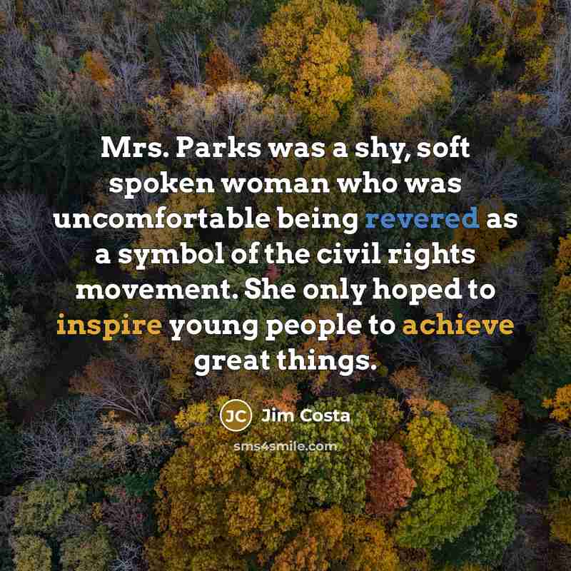 “Mrs. Parks was a shy, soft spoken woman who was…” quote by Jim Costa