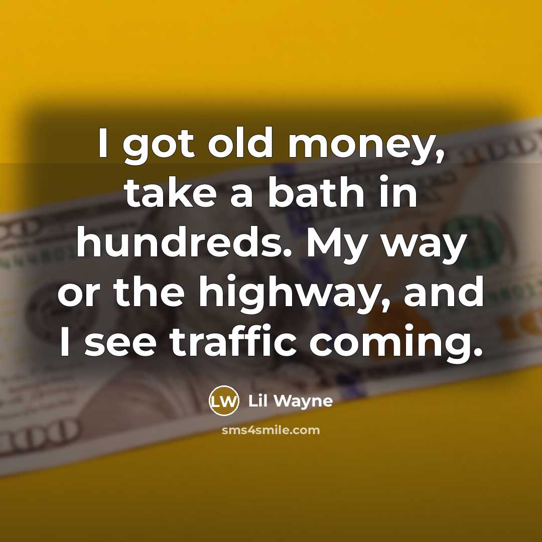 “I got old money, take a bath in hundreds. My…” quote by Lil Wayne