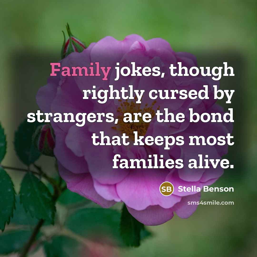 “Family jokes, though rightly cursed by strangers, are the bond…” quote by Stella Benson
