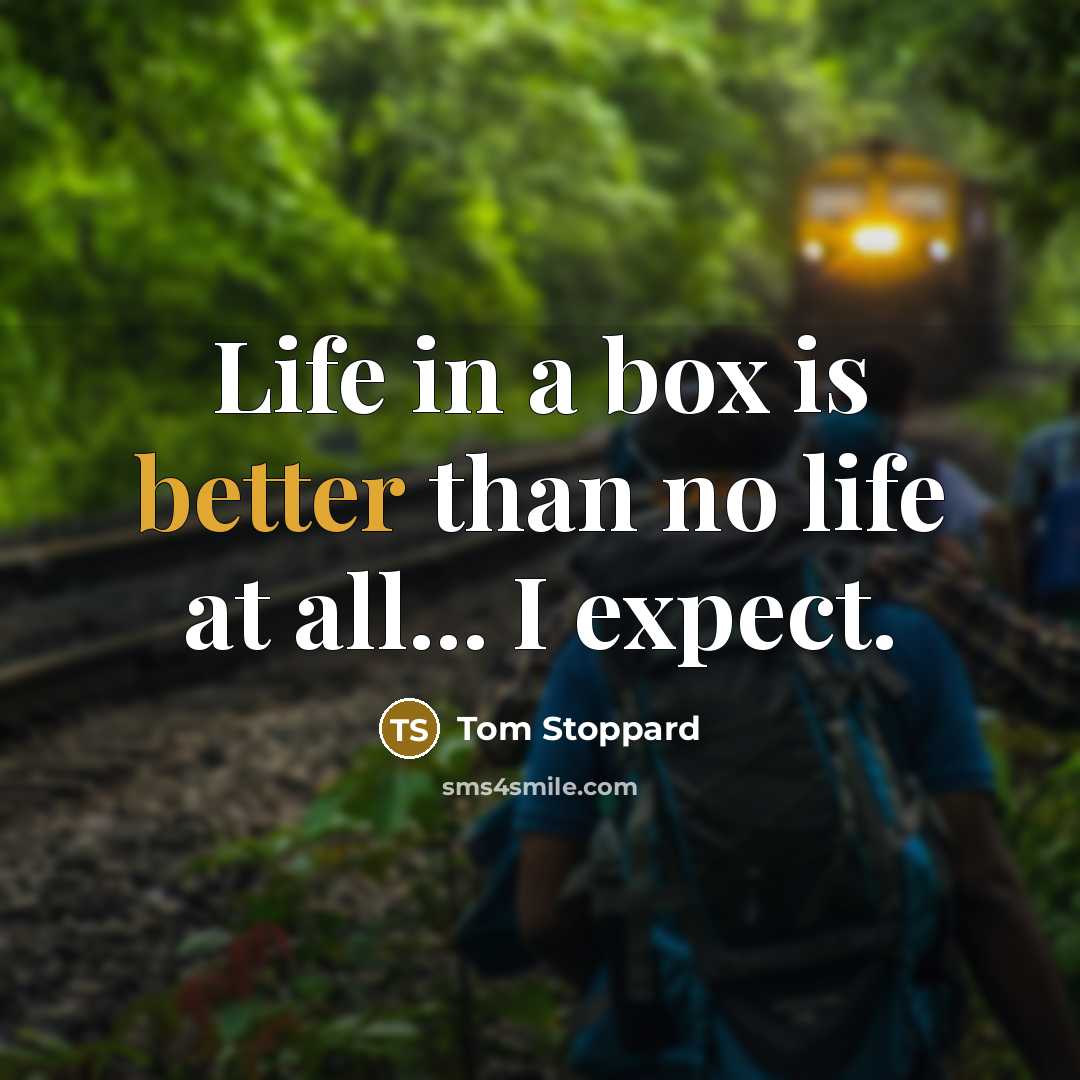 “Life in a box is better than no life at all... I expect.” quote by Tom Stoppard