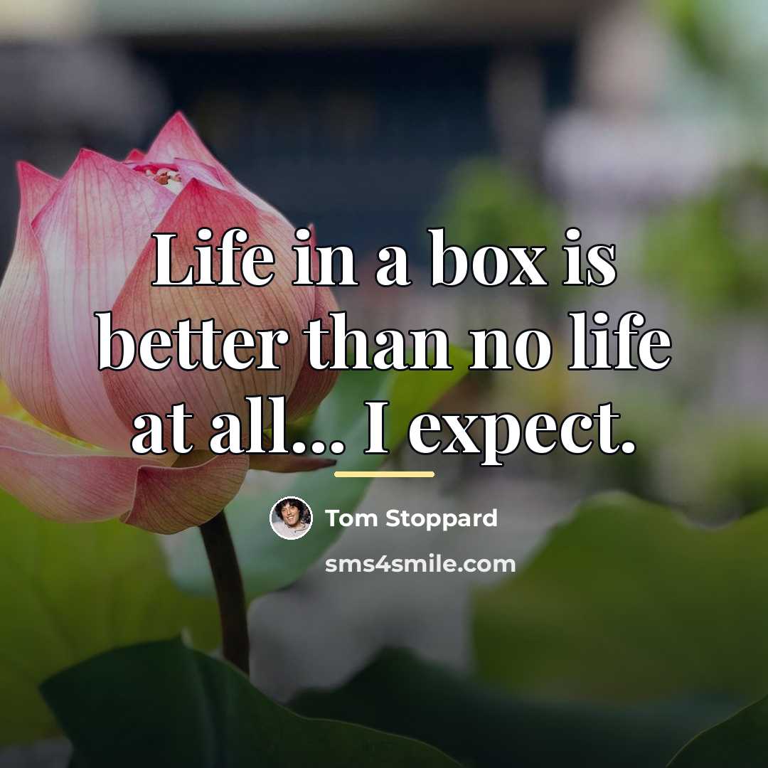 “Life in a box is better than no life at…” quote by Tom Stoppard