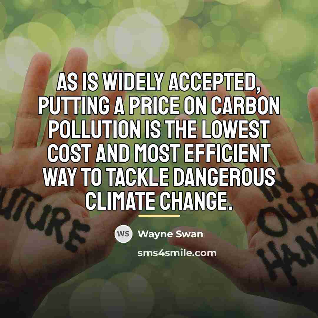 “As is widely accepted, putting a price on carbon pollution…” quote by Wayne Swan