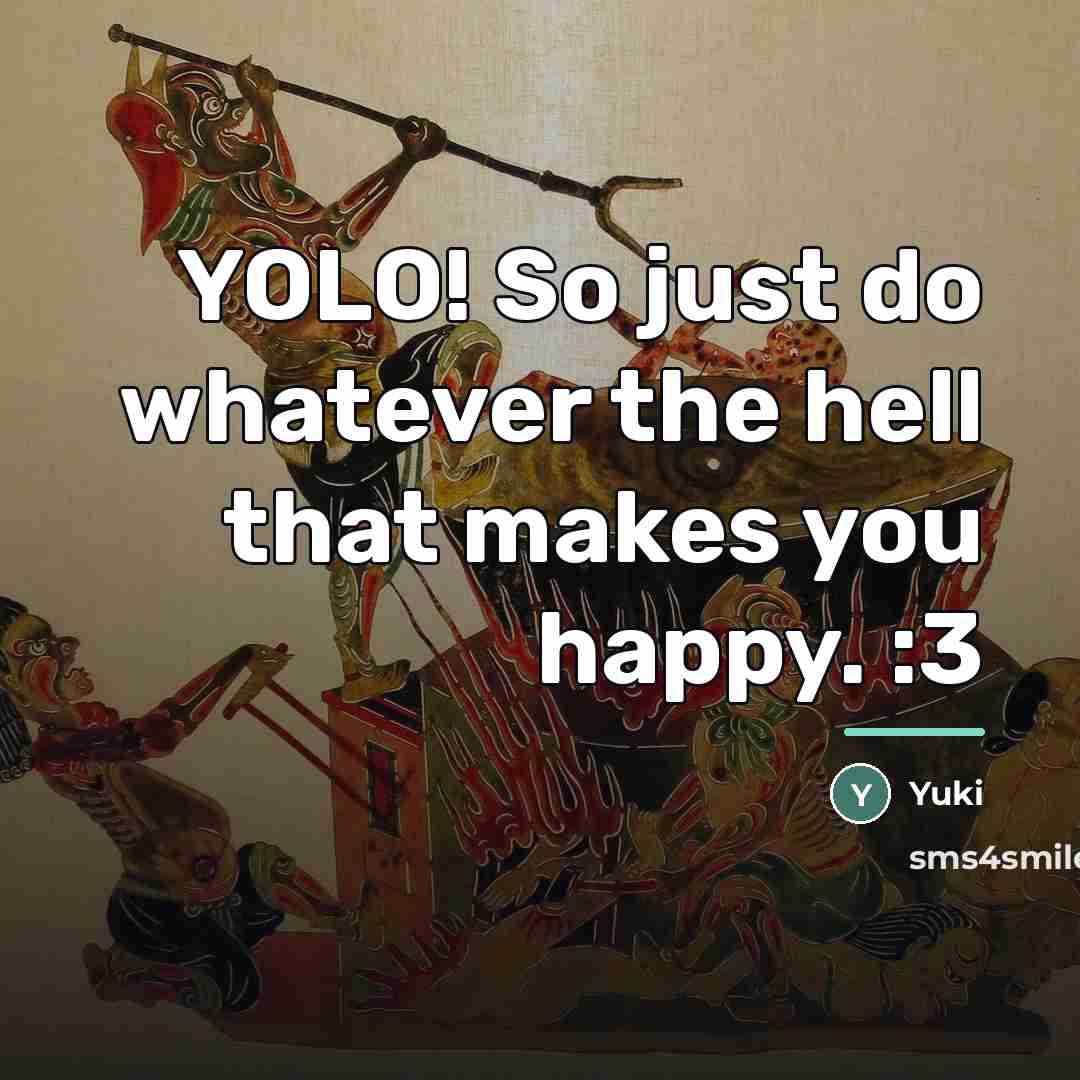 “YOLO! So just do whatever the hell that makes you…” quote by Yuki