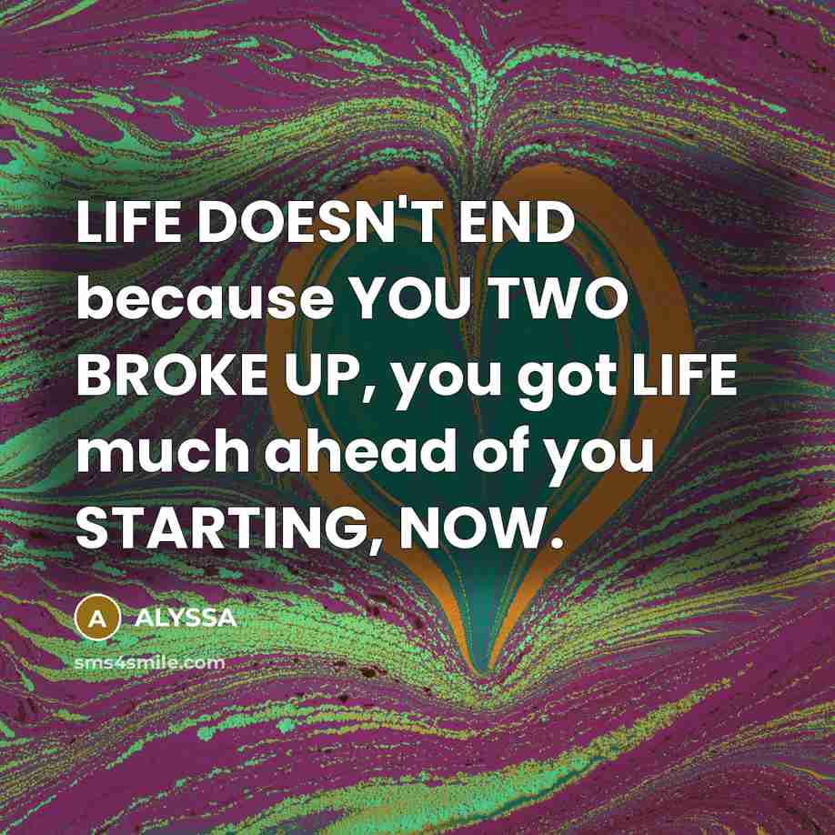 “LIFE DOESN'T END because YOU TWO BROKE UP, you got…” quote by ALYSSA