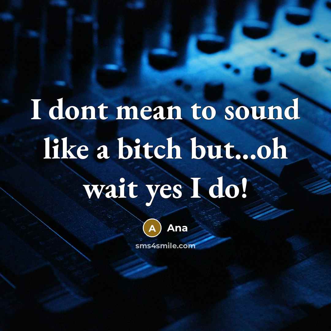 “I dont mean to sound like a bitch but...oh wait yes I do!” quote by Ana