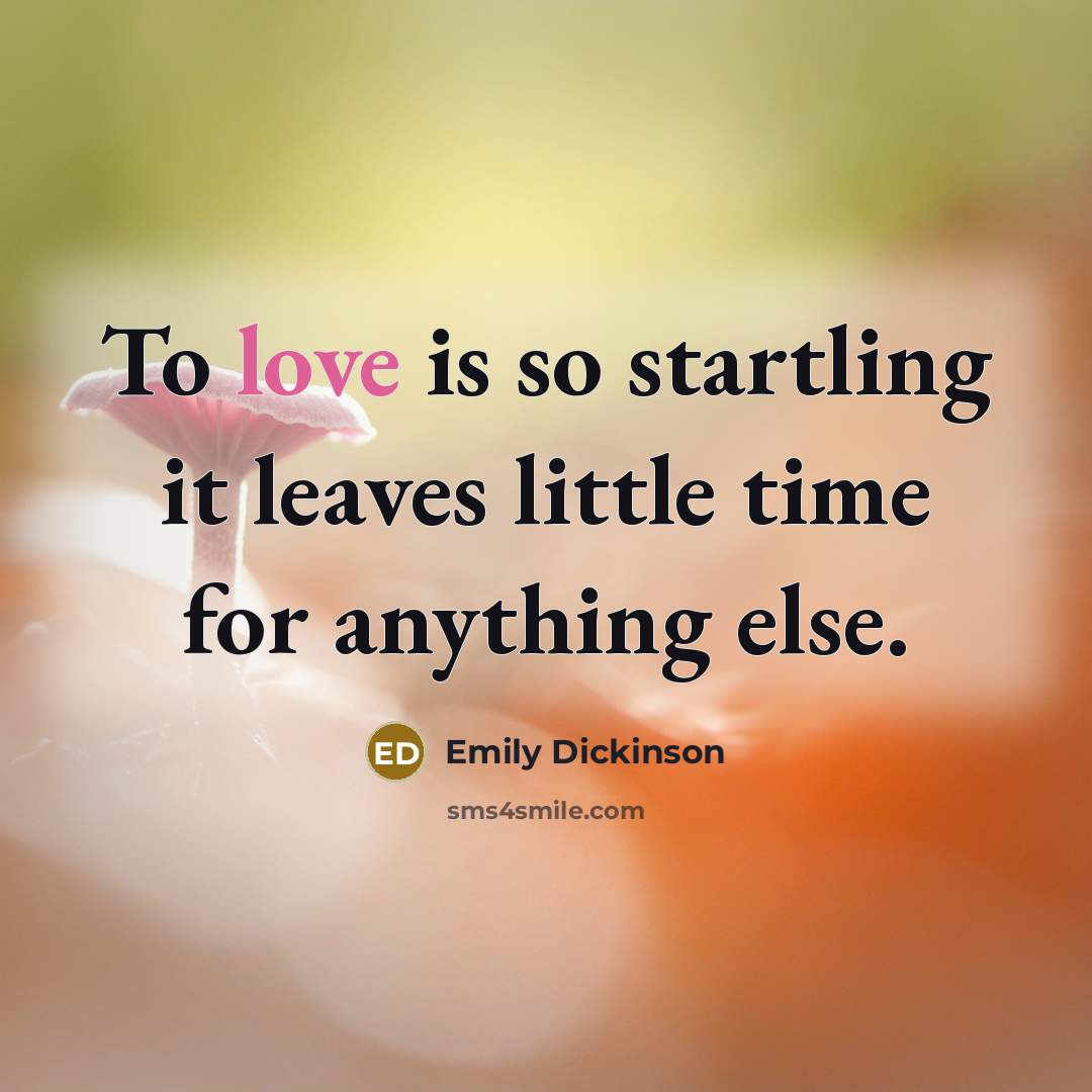 “To love is so startling it leaves little time for…” quote by Emily Dickinson