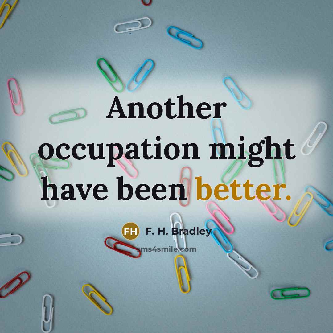 “Another occupation might have been better.” quote by F. H. Bradley