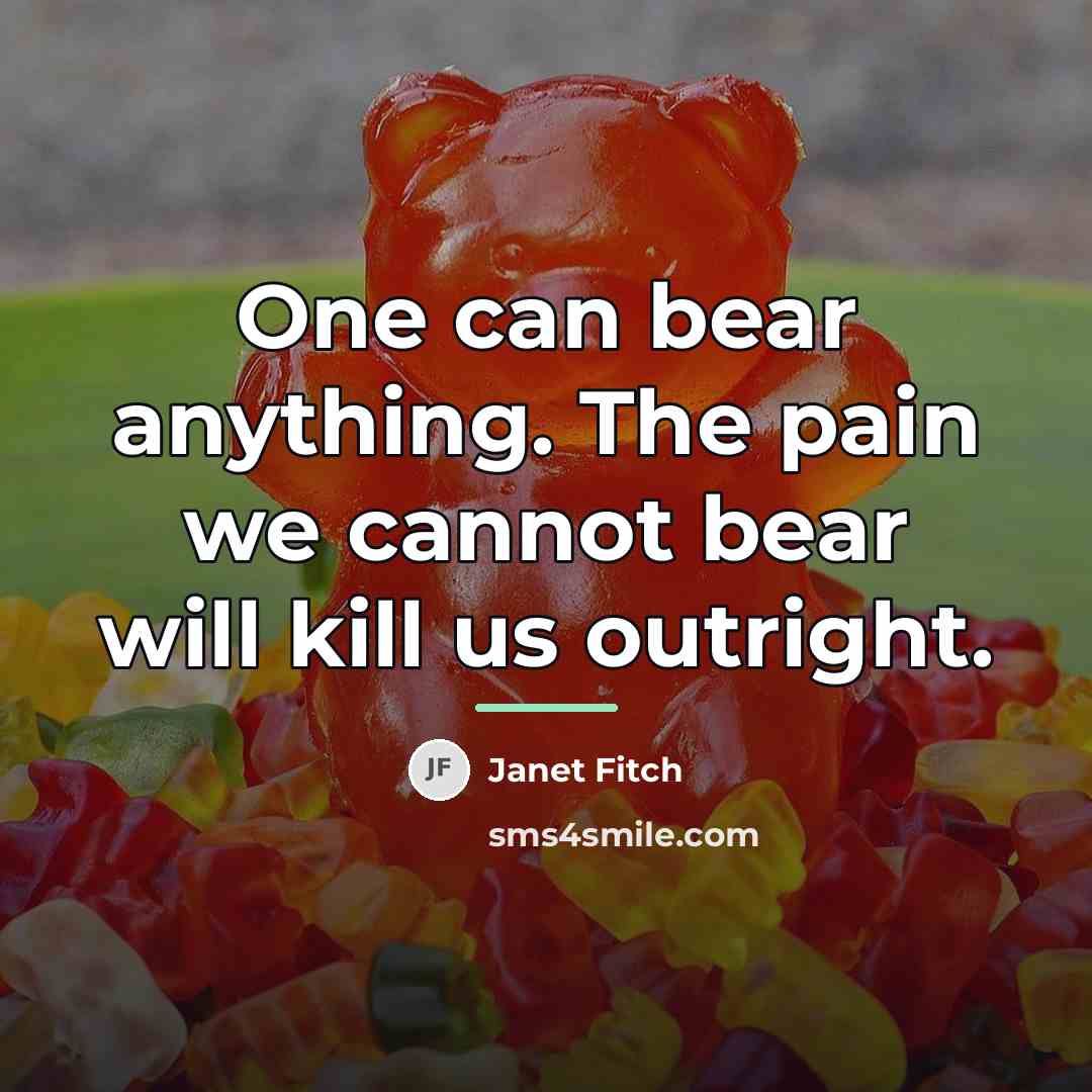 “One can bear anything. The pain we cannot bear will…” quote by Janet Fitch