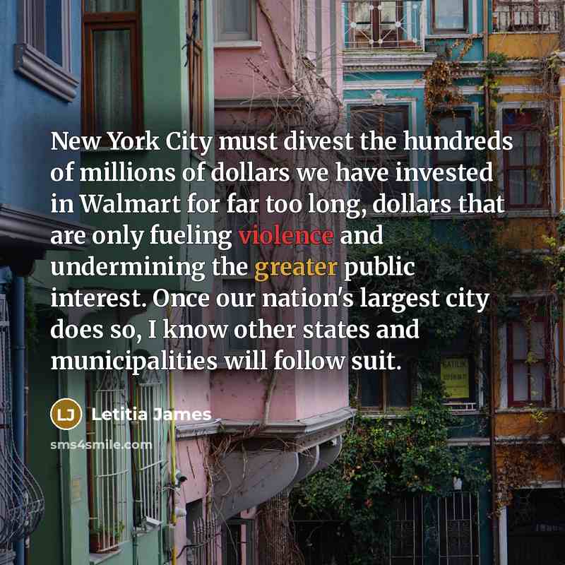 “New York City must divest the hundreds of millions of…” quote by Letitia James