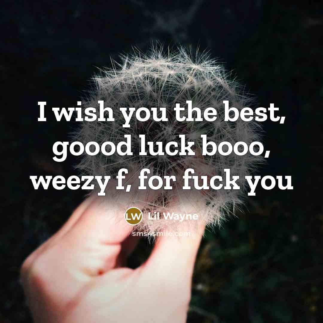 “I wish you the best, goood luck booo, weezy f, for fuck you” quote by Lil Wayne