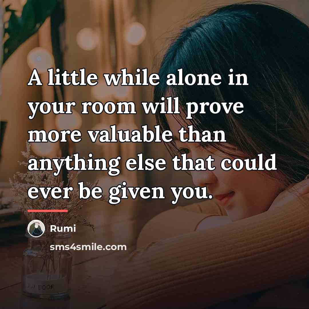“A little while alone in your room will prove more…” quote by Rumi