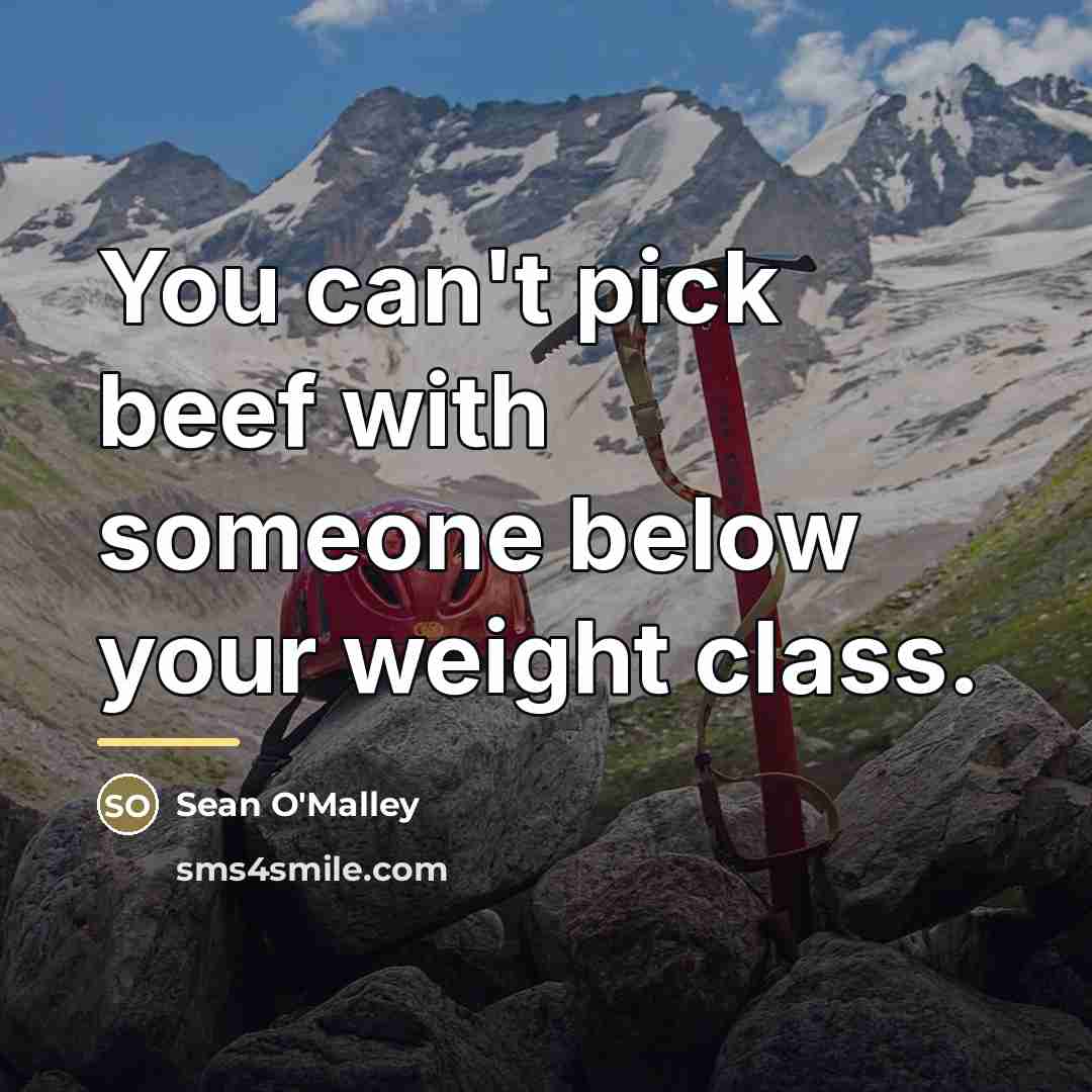 “You can't pick beef with someone below your weight class.…” quote by Sean O'Malley