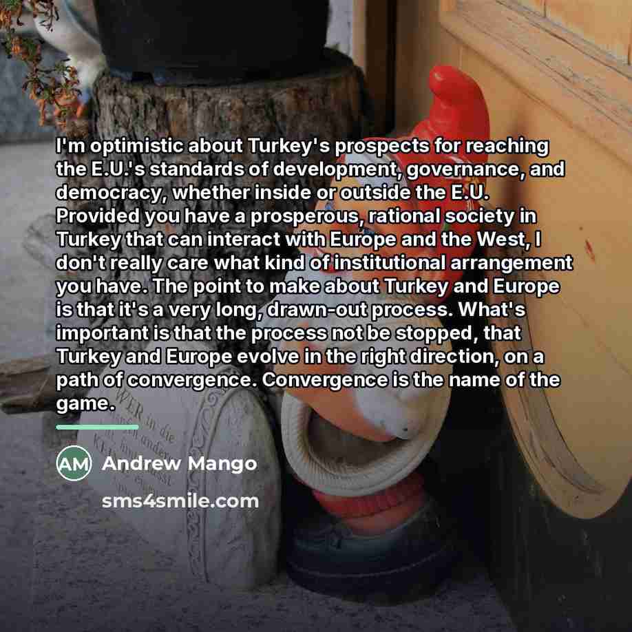 “I'm optimistic about Turkey's prospects for reaching the E.U.'s standards…” quote by Andrew Mango