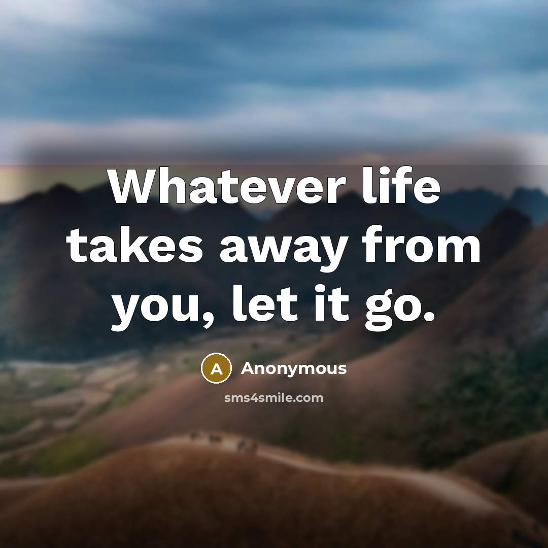 “Whatever life takes away from you, let it go.…” quote by Anonymous