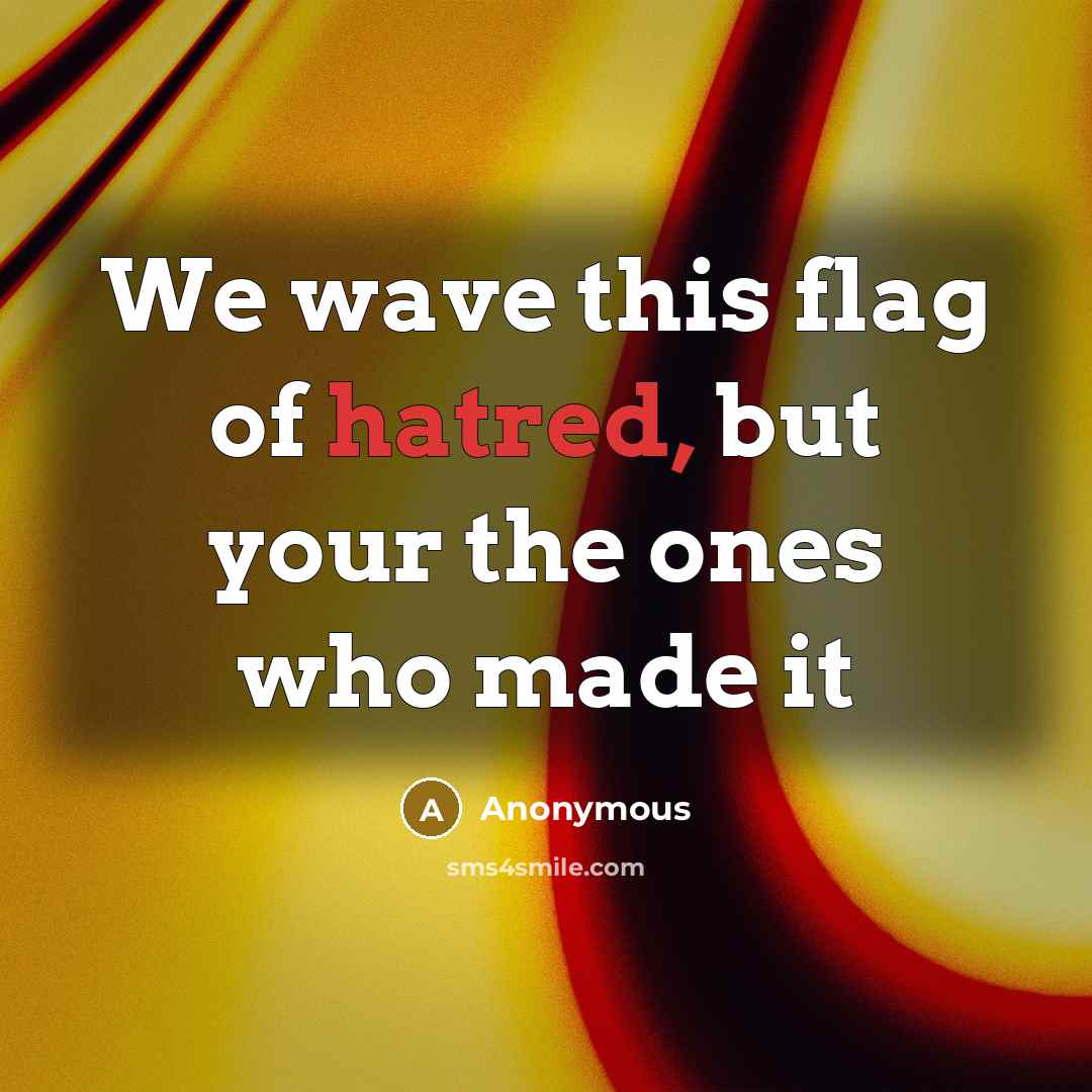 “We wave this flag of hatred, but your the ones…” quote by Anonymous