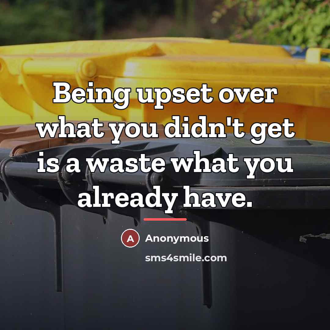 “Being upset over what you didn't get is a waste…” quote by Anonymous