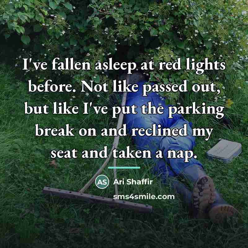 “I've fallen asleep at red lights before. Not like passed…” quote by Ari Shaffir