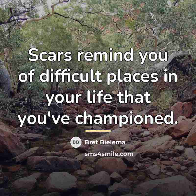 “Scars remind you of difficult places in your life that…” quote by Bret Bielema