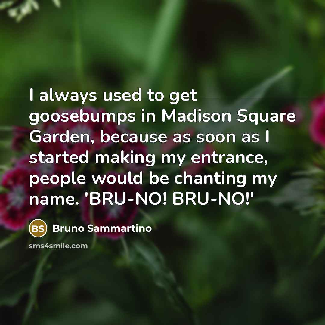 “I always used to get goosebumps in Madison Square Garden,…” quote by Bruno Sammartino