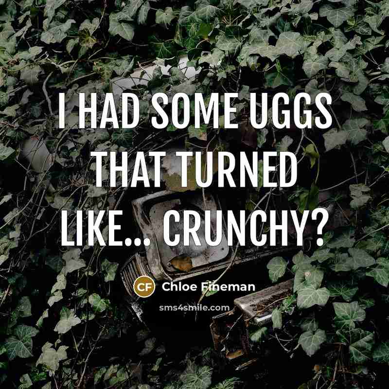 “I had some Uggs that turned like... crunchy?…” quote by Chloe Fineman
