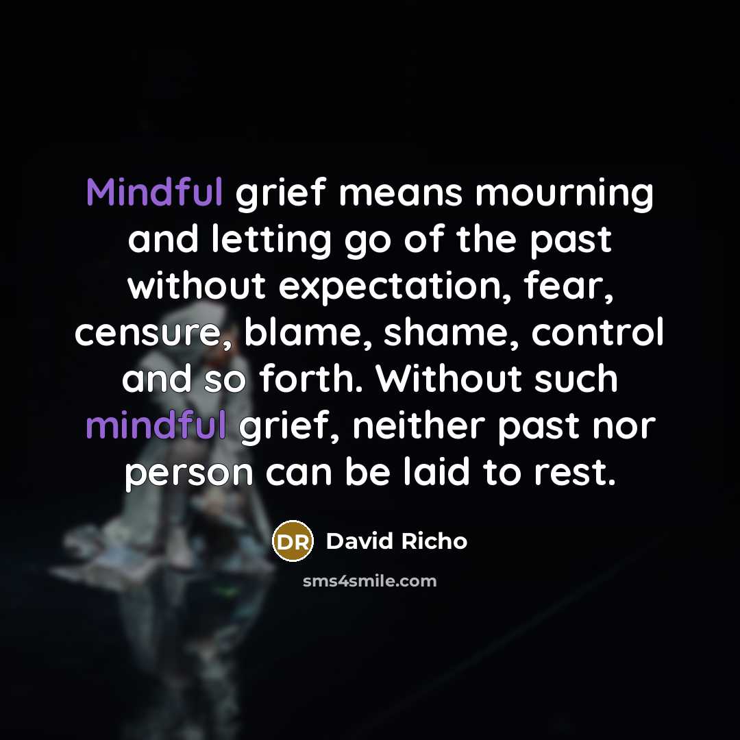 “Mindful grief means mourning and letting go of the past…” quote by David Richo