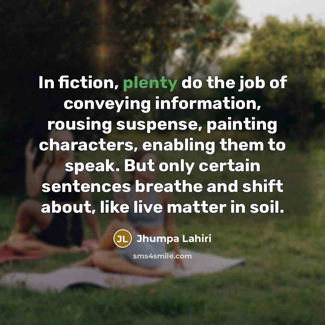 “In fiction, plenty do the job of conveying information, rousing…” quote by Jhumpa Lahiri