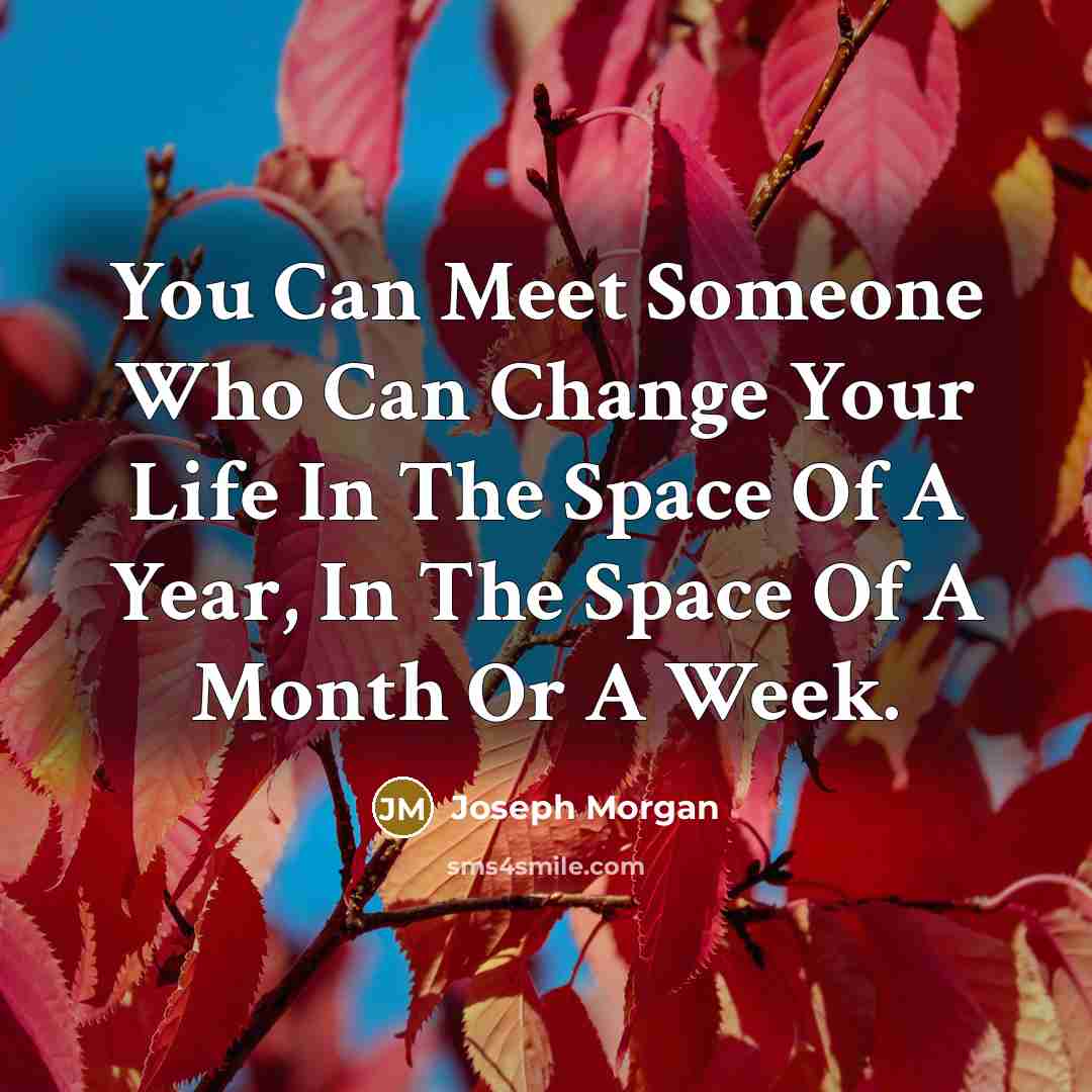 “You Can Meet Someone Who Can Change Your Life In…” quote by Joseph Morgan