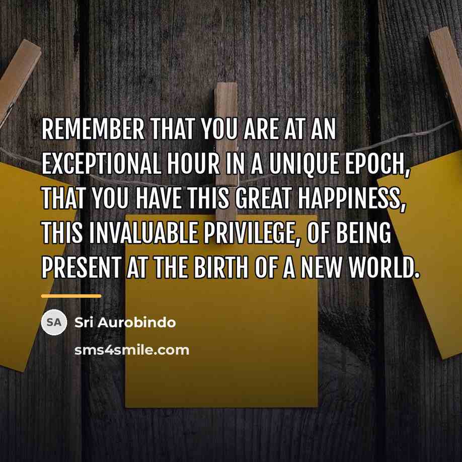 “Remember that you are at an exceptional hour in a…” quote by Sri Aurobindo