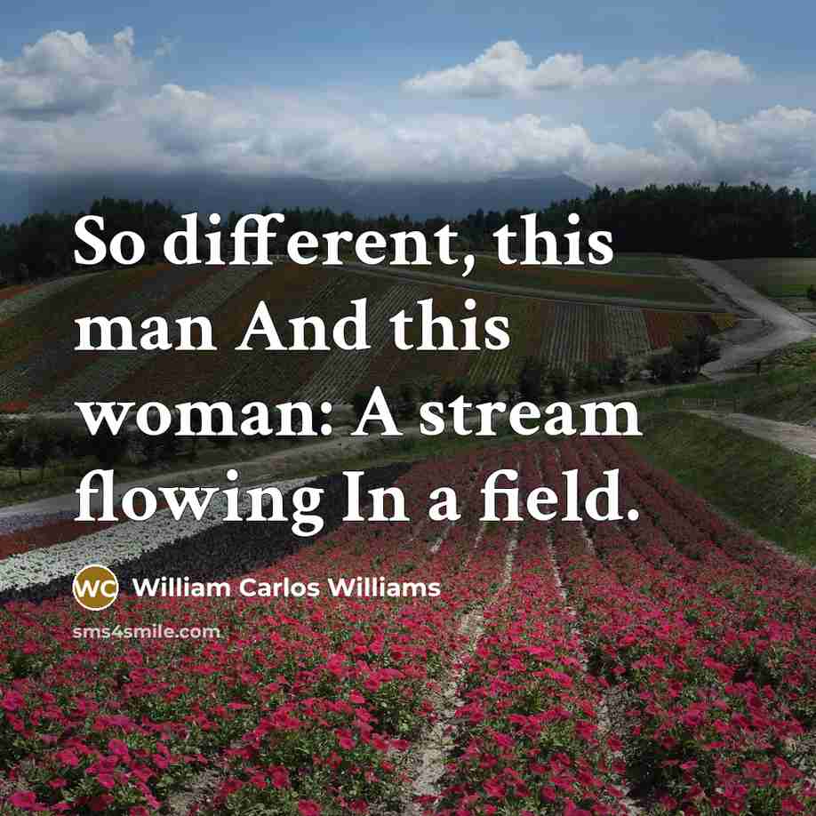 “So different, this man And this woman: A stream flowing…” quote by William Carlos Williams
